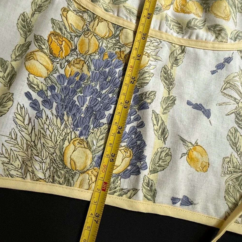 Tablecloths etc Floral Bib Apron Yellow Blue Lavender Roses Cottagecor Pocket